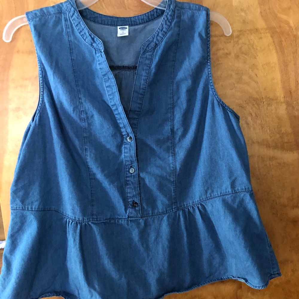 Chambray peplum tank top